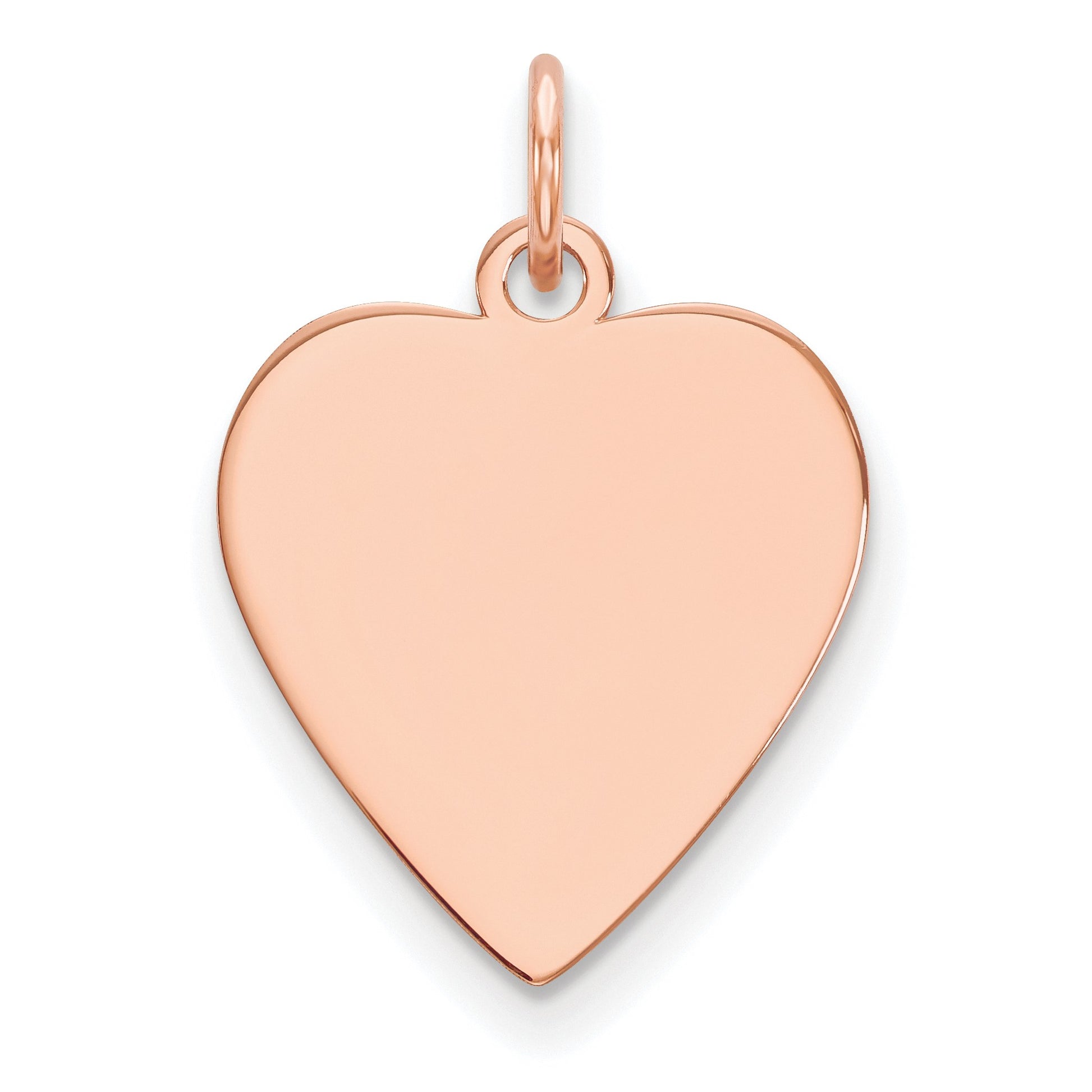 14k Rose Gold Plain .011 Gauge Engravable Heart 17x16.5mm Disc Charm