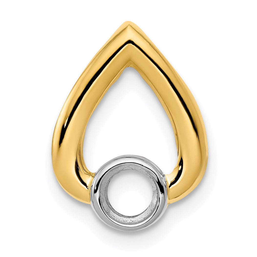14k Holds 4mm Stone Teardrop Chain Slide Mounting