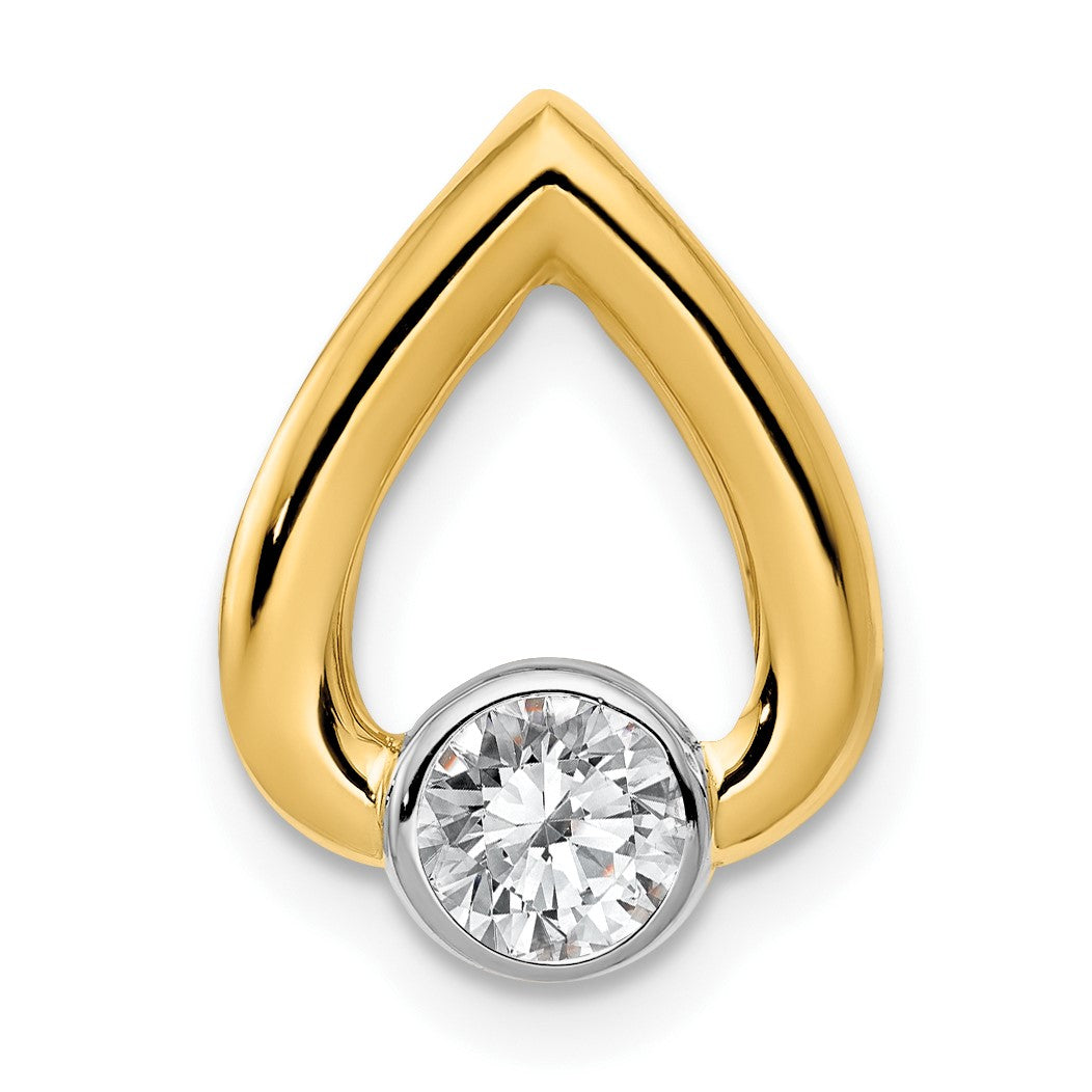 14k Holds 4mm Stone Teardrop Chain Slide Mounting