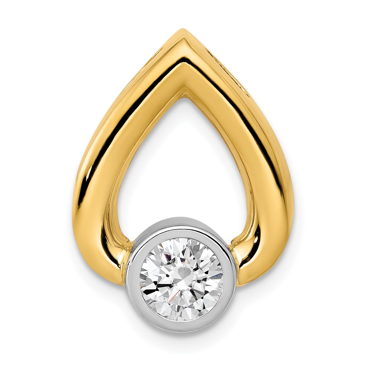 14k Holds 5mm Stone Teardrop Chain Slide Mounting