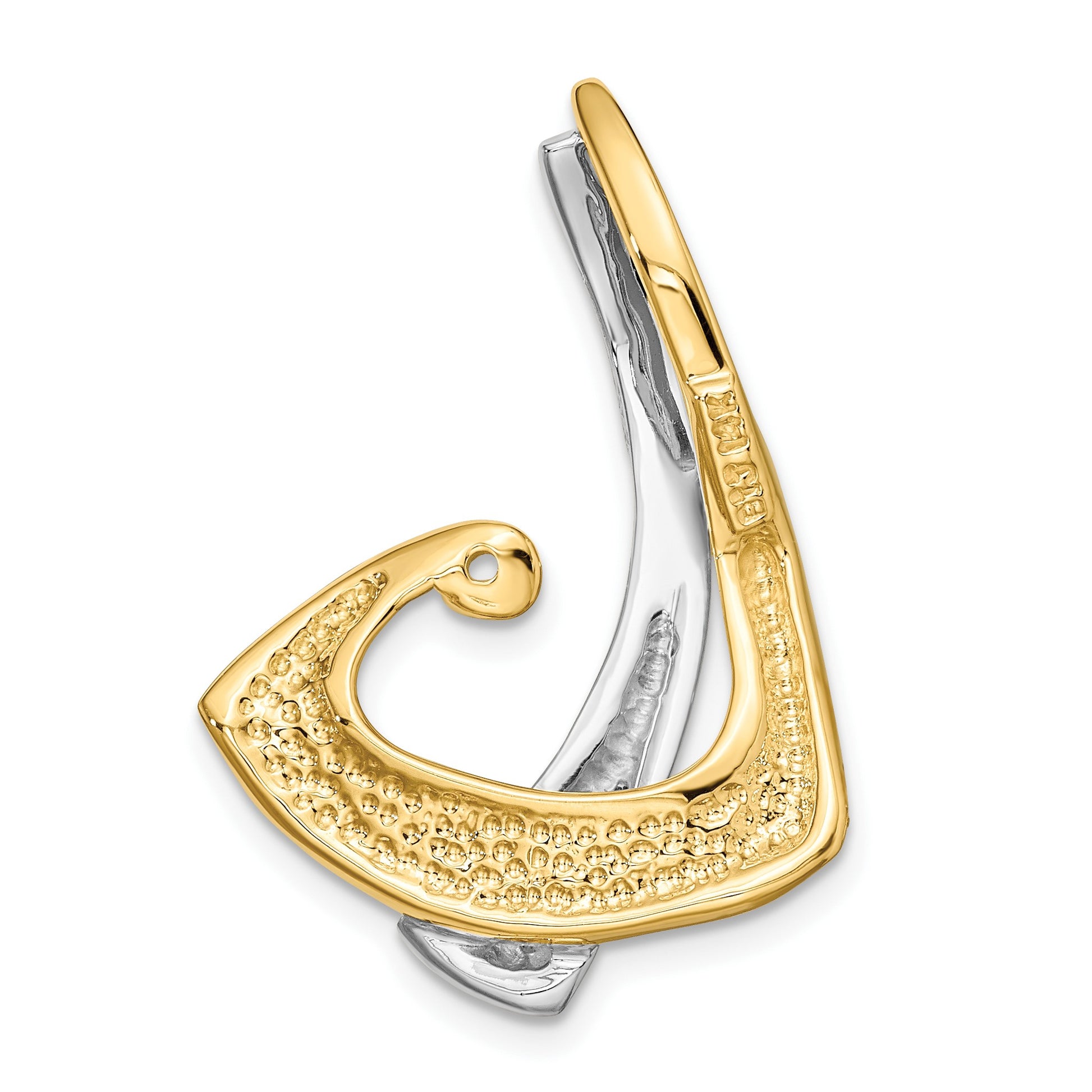 14k Two-tone Peg-Set Diamond Slide Mounting Fits up to 2mm Regular/6mm Fancy or Reversible Omega