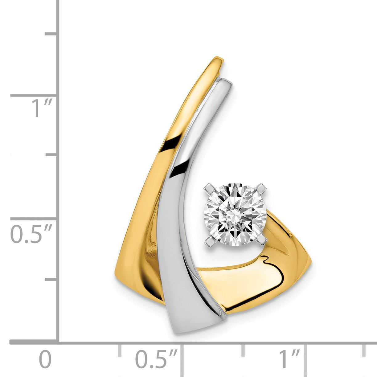 14k Two-tone Peg-Set Diamond Slide Mounting Fits up to 2mm Regular/6mm Fancy or Reversible Omega