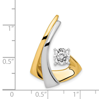 14k Two-tone Peg-Set Diamond Slide Mounting Fits up to 2mm Regular/6mm Fancy or Reversible Omega