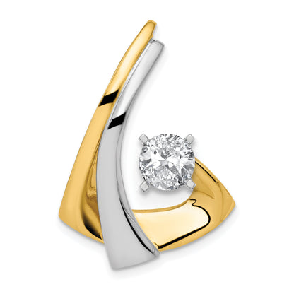 14k Two-tone Peg-Set Diamond Slide Mounting Fits up to 2mm Regular/6mm Fancy or Reversible Omega