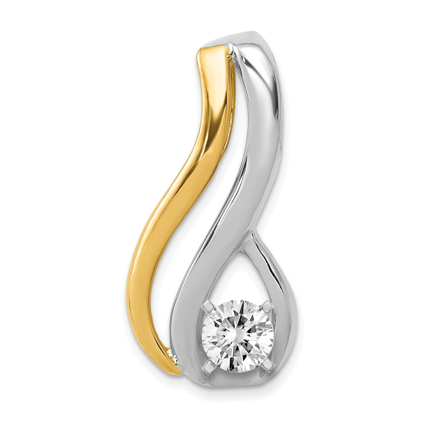 14k Two-tone Peg-Set Diamond Fancy Slide Mounting Fits up to 6mm Regular/8mm Fancy or Reversible Omega