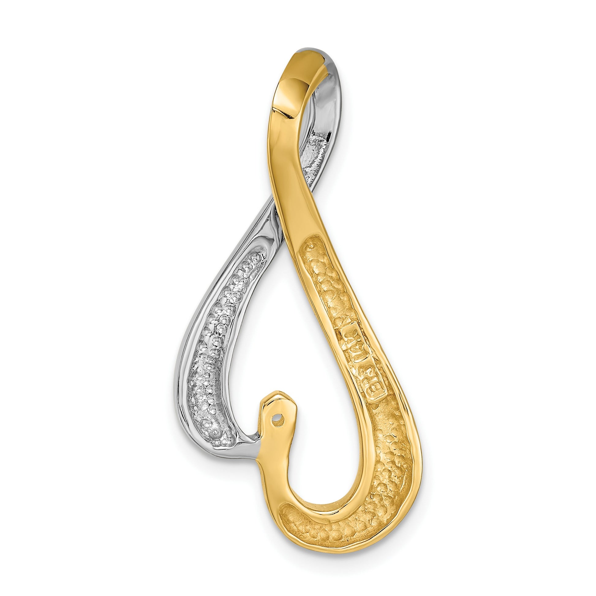 14k Two-tone Fancy Peg-Set Diamond Slide Mounting Fits up to 6mm Regular/Fancy/Reversible Omega