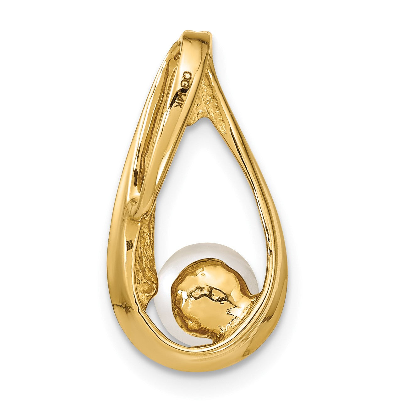 14k 6-7mm Near Round White Freshwater Cultured Pearl Slide Fits up to 6mm Regular/8mm Fancy or Reversible Omega
