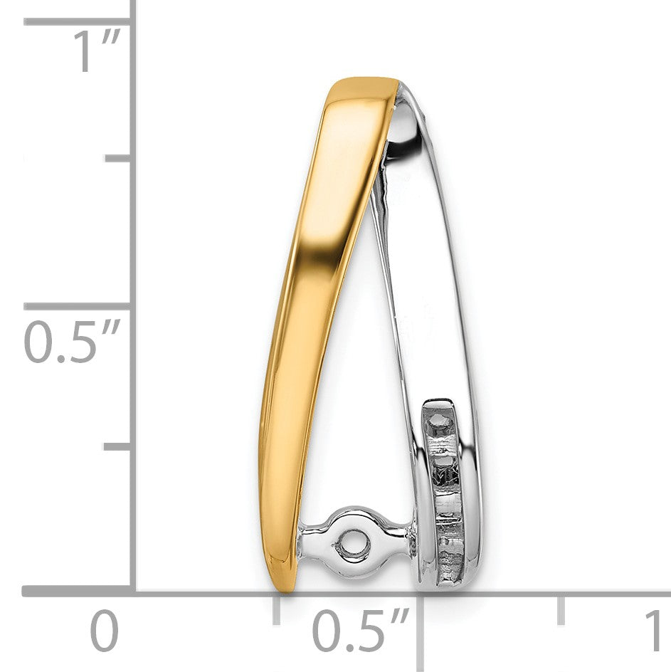 14k Two-tone Peg-Set and Channel Diamond Slide Mounting Fits up to 4mm Regular/6mm Fancy or Reversible Omega