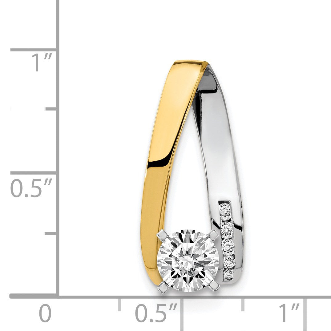 14k Two-tone Peg-Set AAA Diamond Semi-Mount Slide Fits up to 4mm Regular/6mm Fancy or Reversible Omega