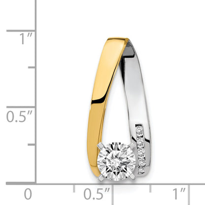 14k Two-tone Peg-Set AAA Diamond Semi-Mount Slide Fits up to 4mm Regular/6mm Fancy or Reversible Omega