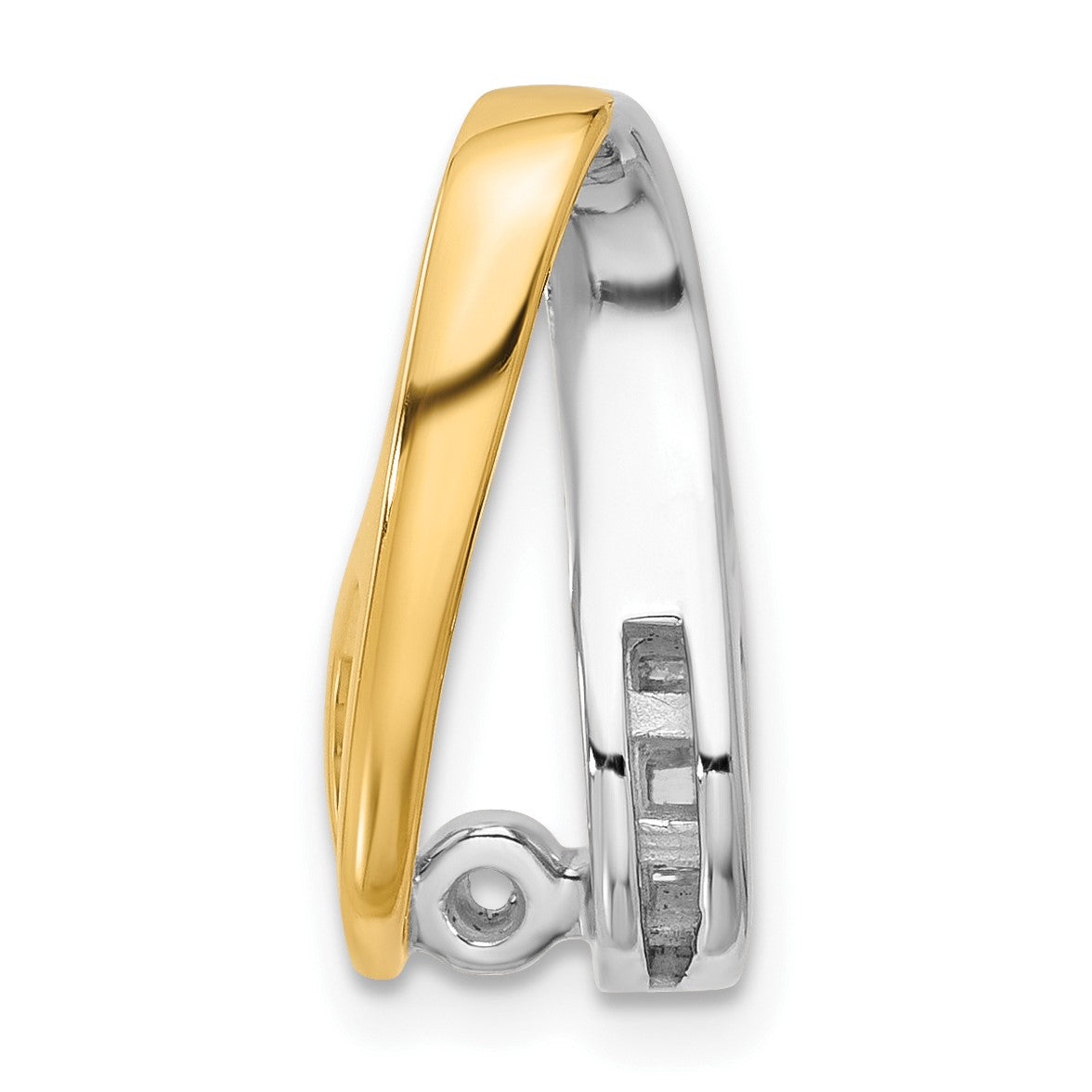 14k Two-tone Peg-Set and Channel Diamond Slide Mounting Fits up to 2mm Regular/6mm Fancy or Reversible Omega
