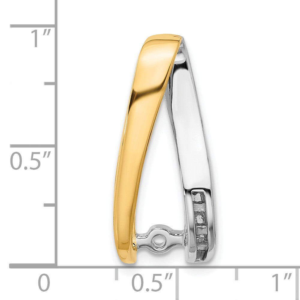 14k Two-tone Peg-Set and Channel Diamond Slide Mounting Fits up to 6mm Regular/8mm Fancy or Reversible Omega