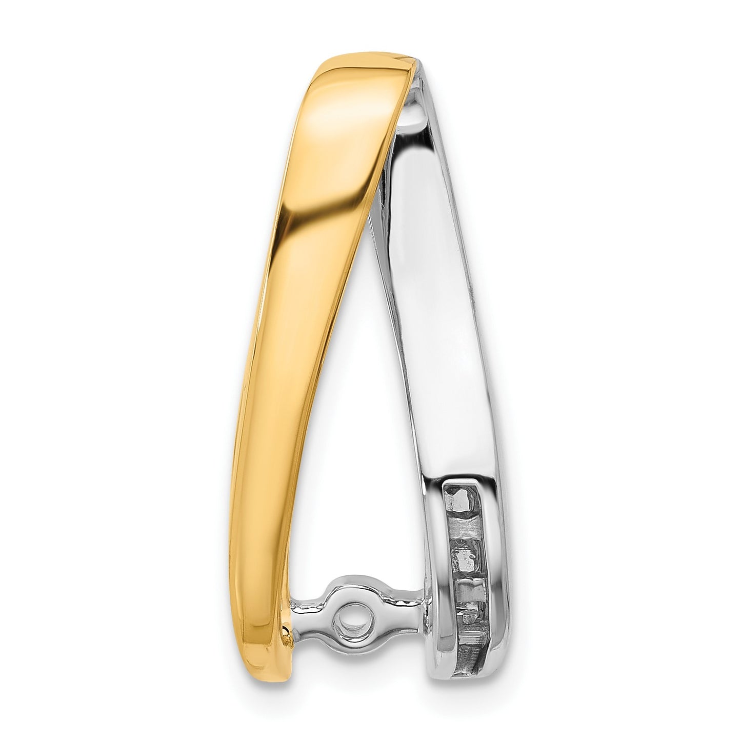 14k Two-tone Peg-Set and Channel Diamond Slide Mounting Fits up to 6mm Regular/8mm Fancy or Reversible Omega