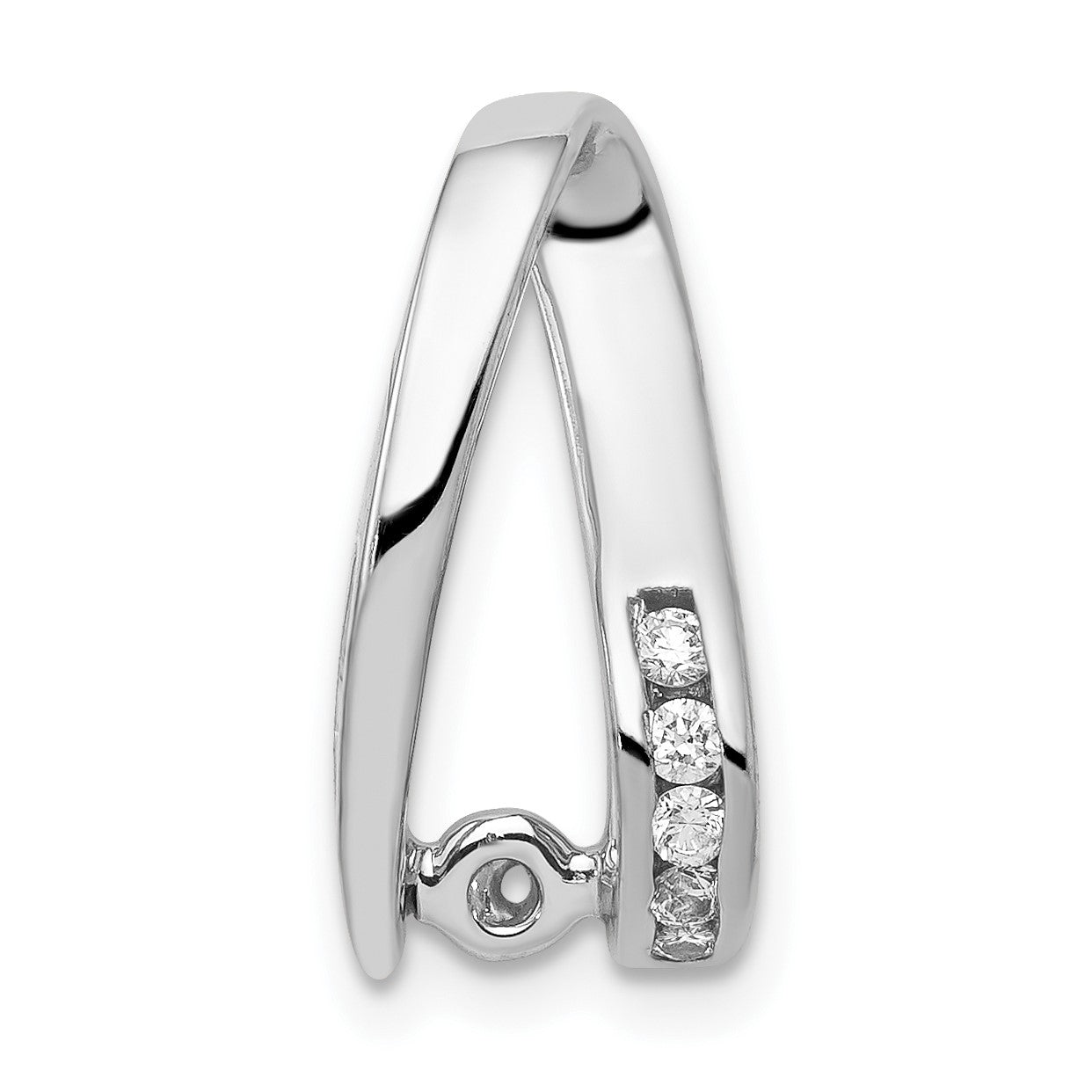 14k White Gold Peg-Set AAA Diamond Semi-Mount Slide Fits up to 2mm Regular/6mm Fancy or Reversible Omega