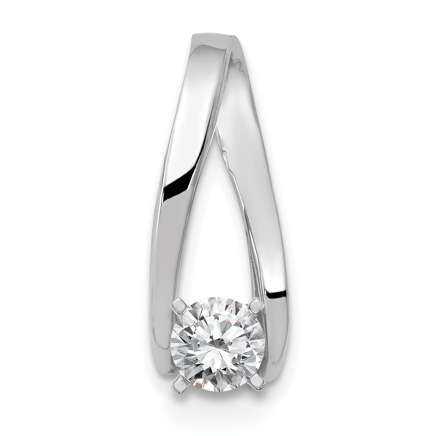 14k White Gold Peg-Set Diamond Slide Mounting Fits up to 2mm Regular/6mm Fancy or Reversible Omega