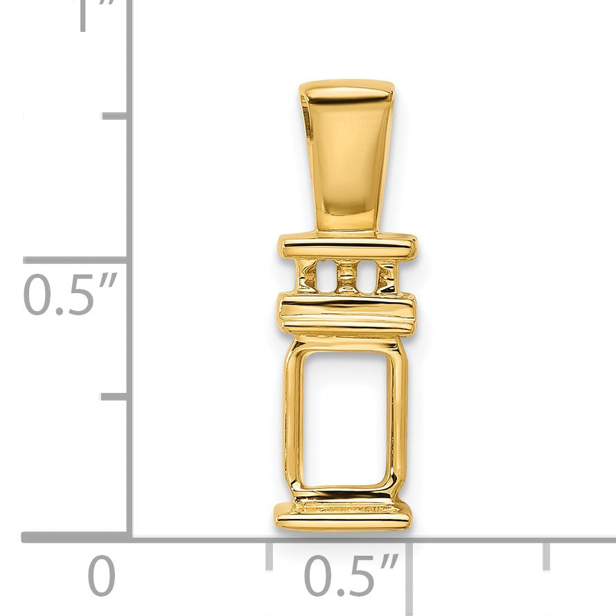 14k Fits 2mm Omega/4mm Fancy or Reversible 8x6mm Emerald-cut Slide Mounting