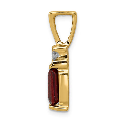 14k 8x6mm Emerald-cut Garnet and AA Diamond Slide Fits up to 2mm Regular/4mm Fancy or Reversible Omega