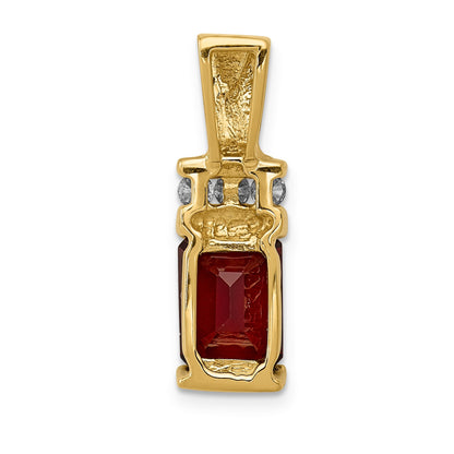 14k 8x6mm Emerald-cut Garnet and AA Diamond Slide Fits up to 2mm Regular/4mm Fancy or Reversible Omega