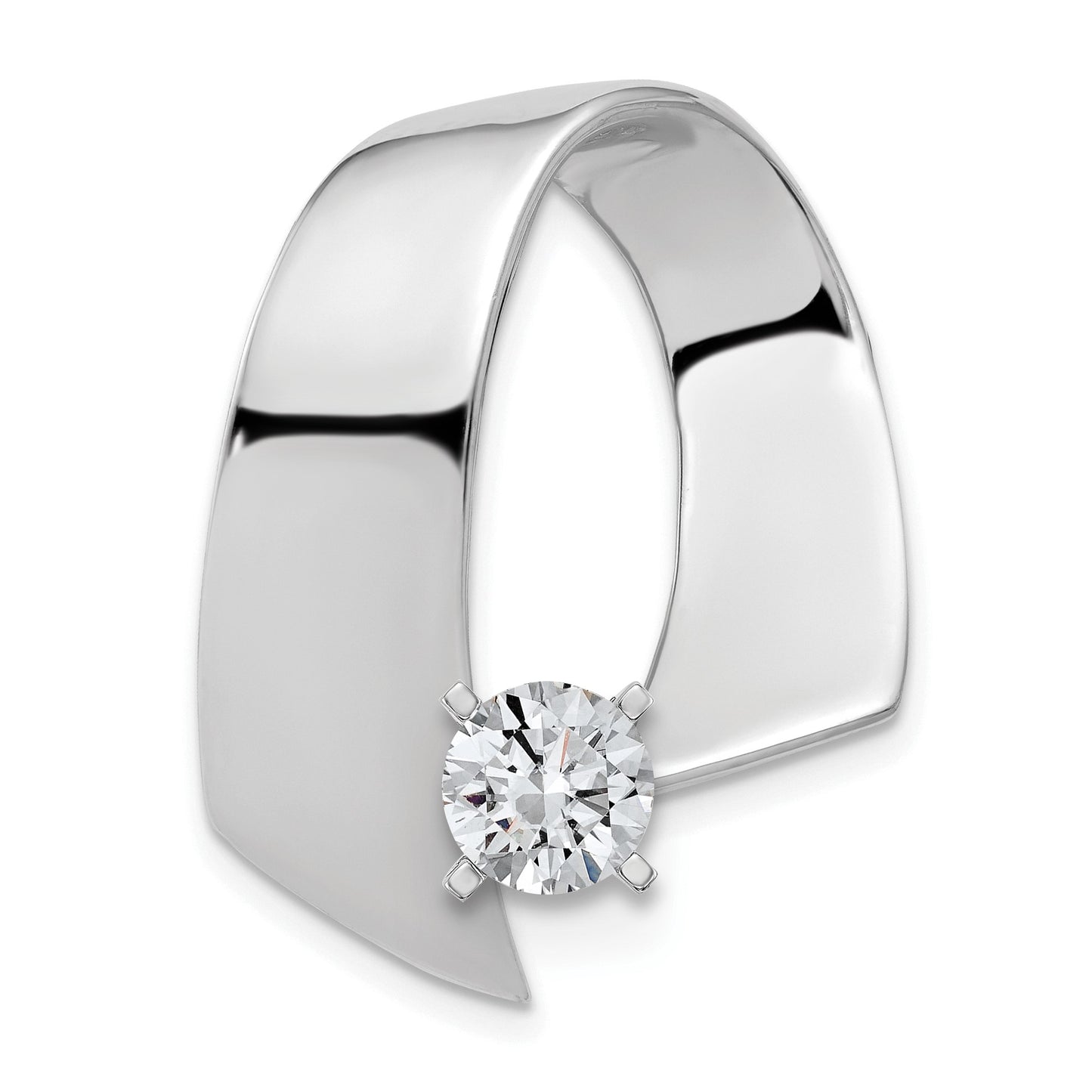14k White Gold Fancy Peg-Set Diamond Slide Mounting Fits up to 10mm Regular/Fancy/Reversible Omega