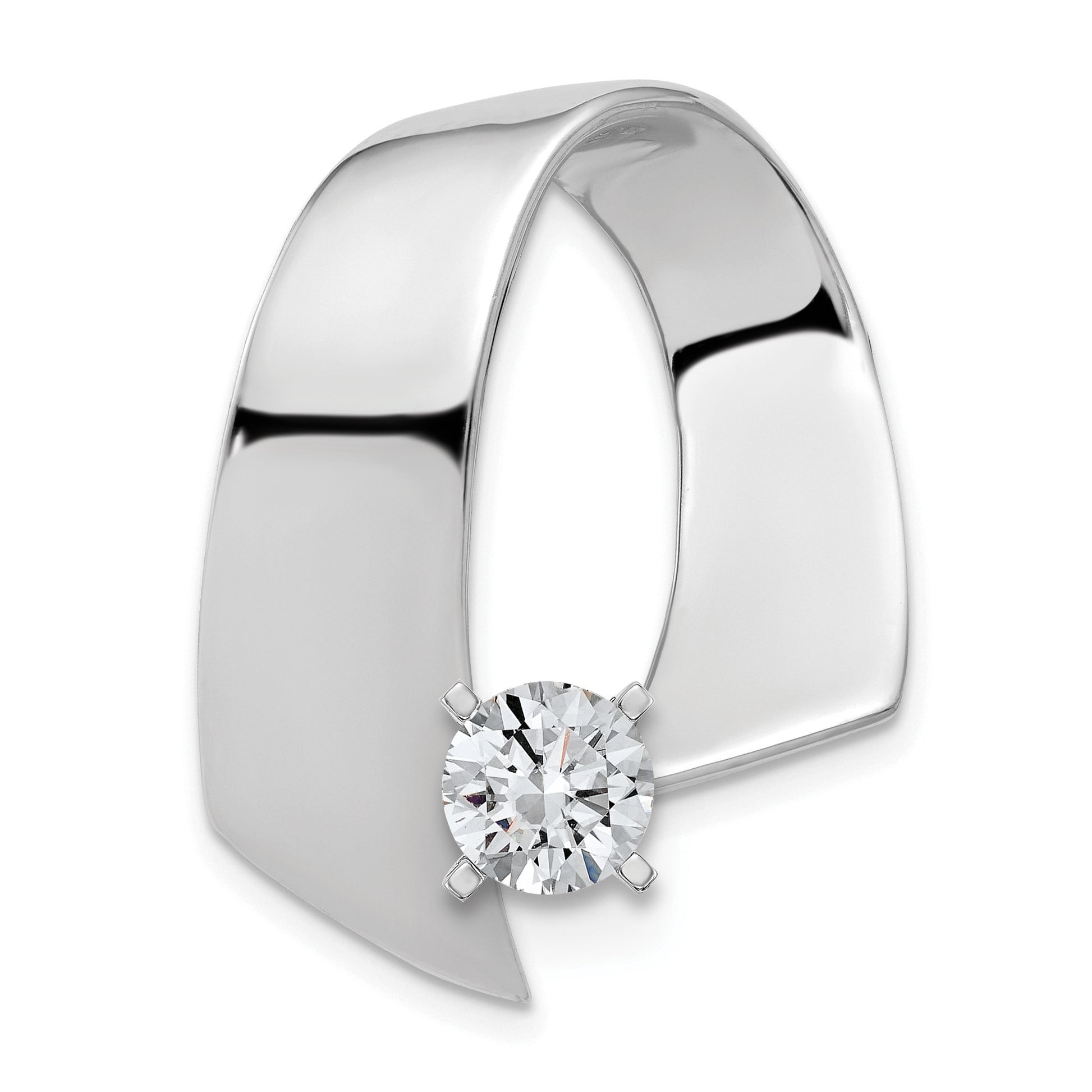 14k White Gold Fancy Peg-Set Diamond Slide Mounting Fits up to 10mm Regular/Fancy/Reversible Omega