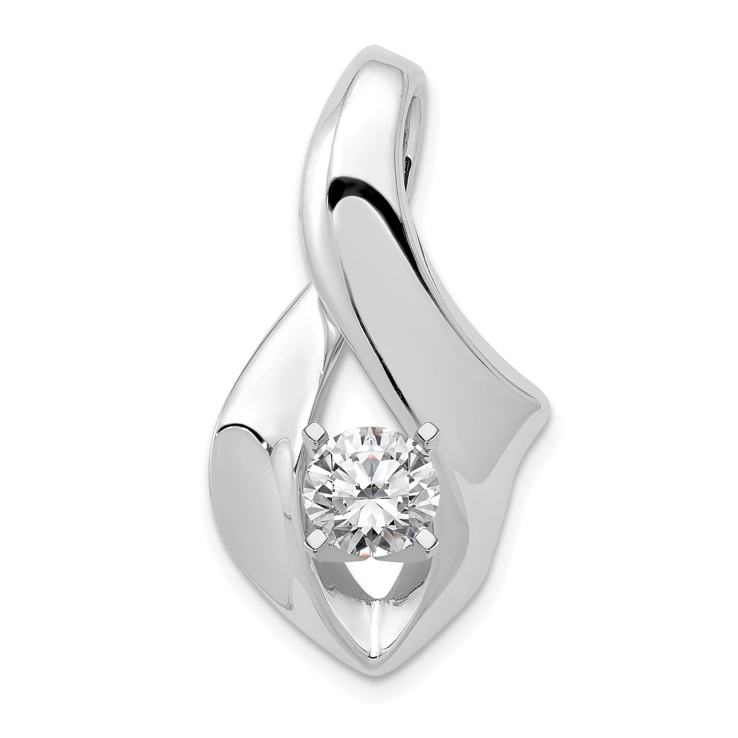 14k White Gold Peg-Set Diamond Slide Mounting Fits up to 6mm Regular/8mm Fancy or Reversible Omega