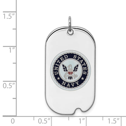 Sterling Silver Rhodium-plated U.S. Navy Dog Tag