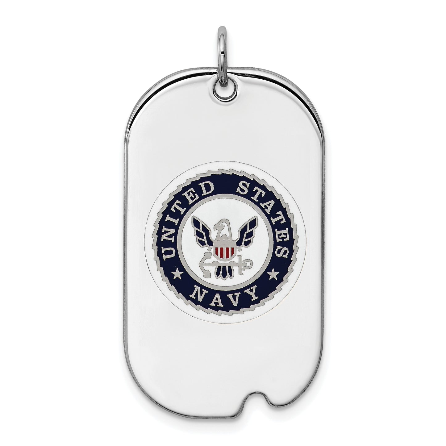Sterling Silver Rhodium-plated U.S. Navy Dog Tag