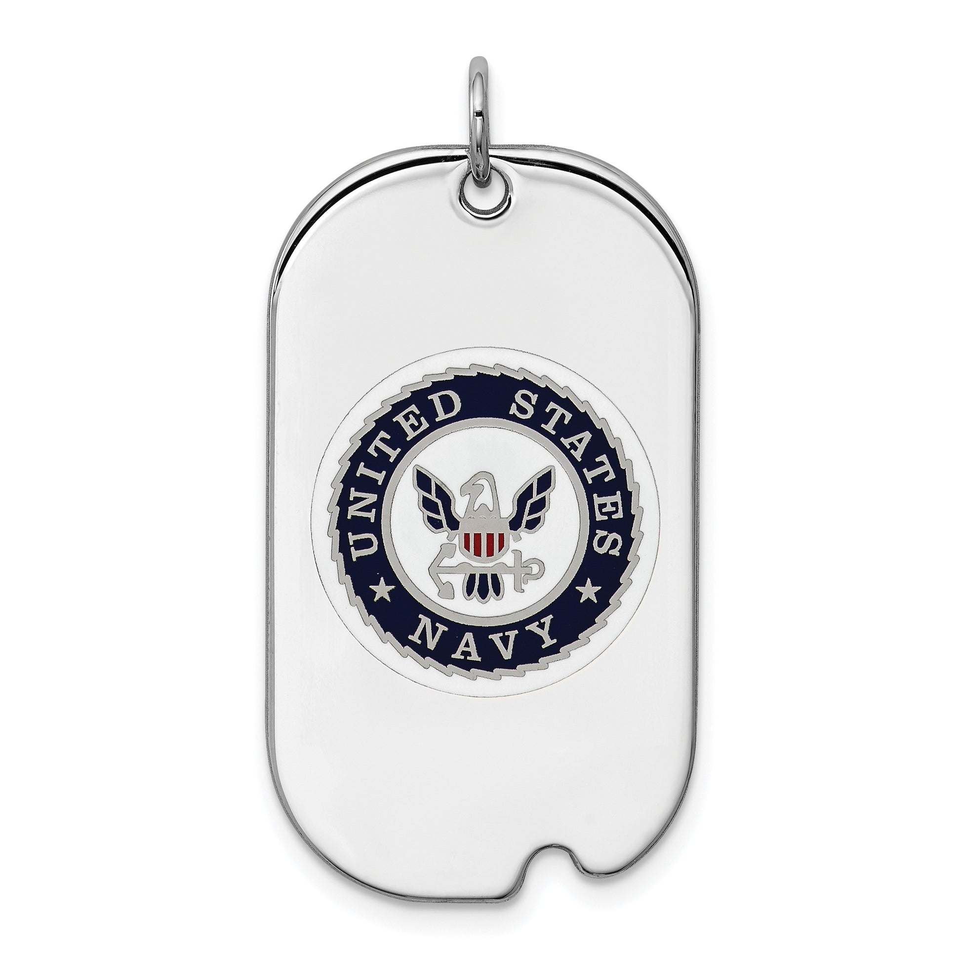 Sterling Silver Rhodium-plated U.S. Navy Dog Tag