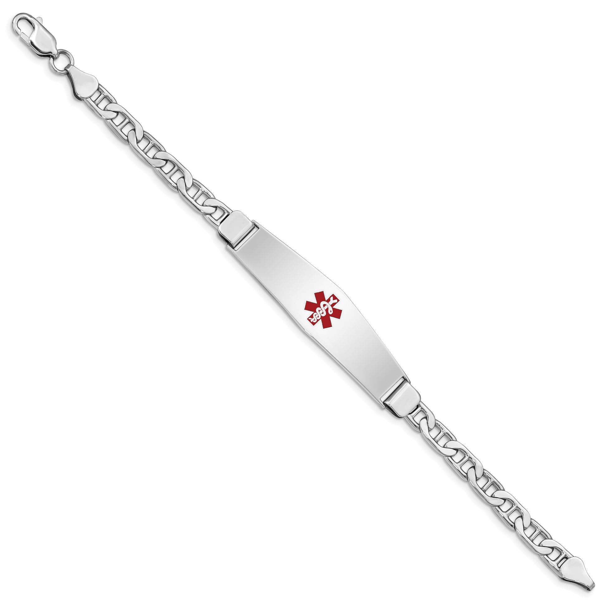 Sterling Silver Rhodium-plated Medical ID Anchor Link Bracelet