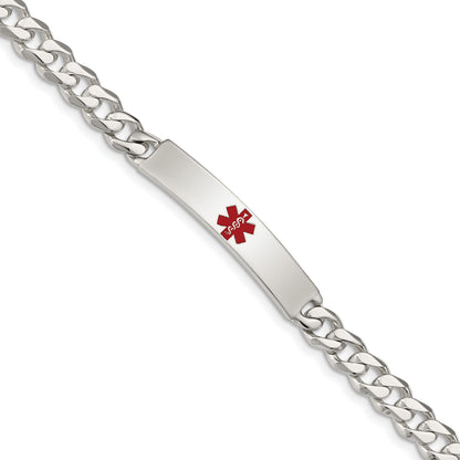 Sterling Silver Polished Medical Curb Link ID Bracelet