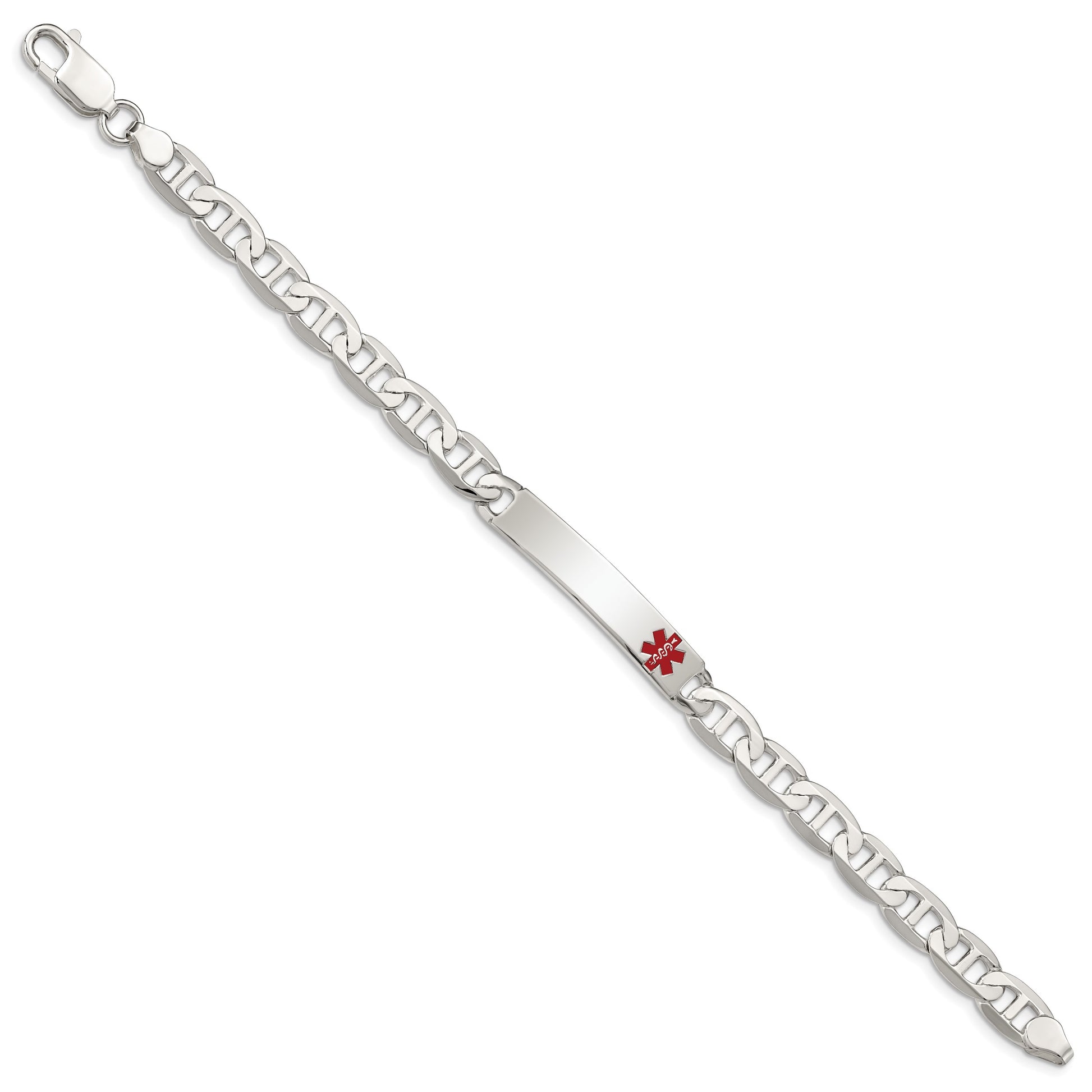 Sterling Silver Polished Medical Anchor Link ID Bracelet