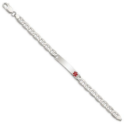 Sterling Silver Polished Medical Anchor Link ID Bracelet