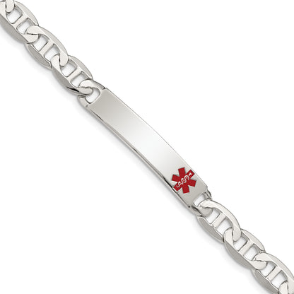 Sterling Silver Polished Medical Anchor Link ID Bracelet