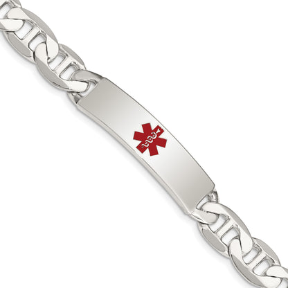 Sterling Silver Polished Medical Anchor Link ID Bracelet