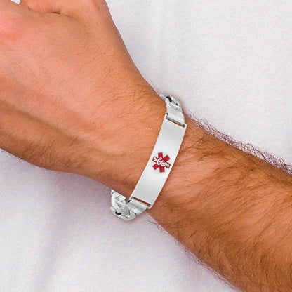 Sterling Silver Rhodium-plated Medical ID Anchor Link Bracelet