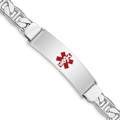 Sterling Silver Rhodium-plated Medical ID Anchor Link Bracelet