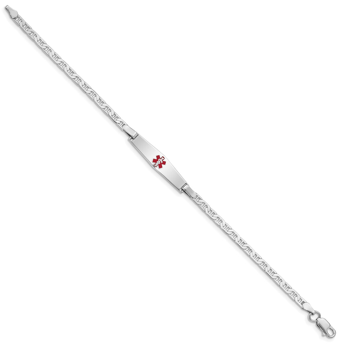 Sterling Silver Rhodium-plated Medical ID Anchor Link Bracelet
