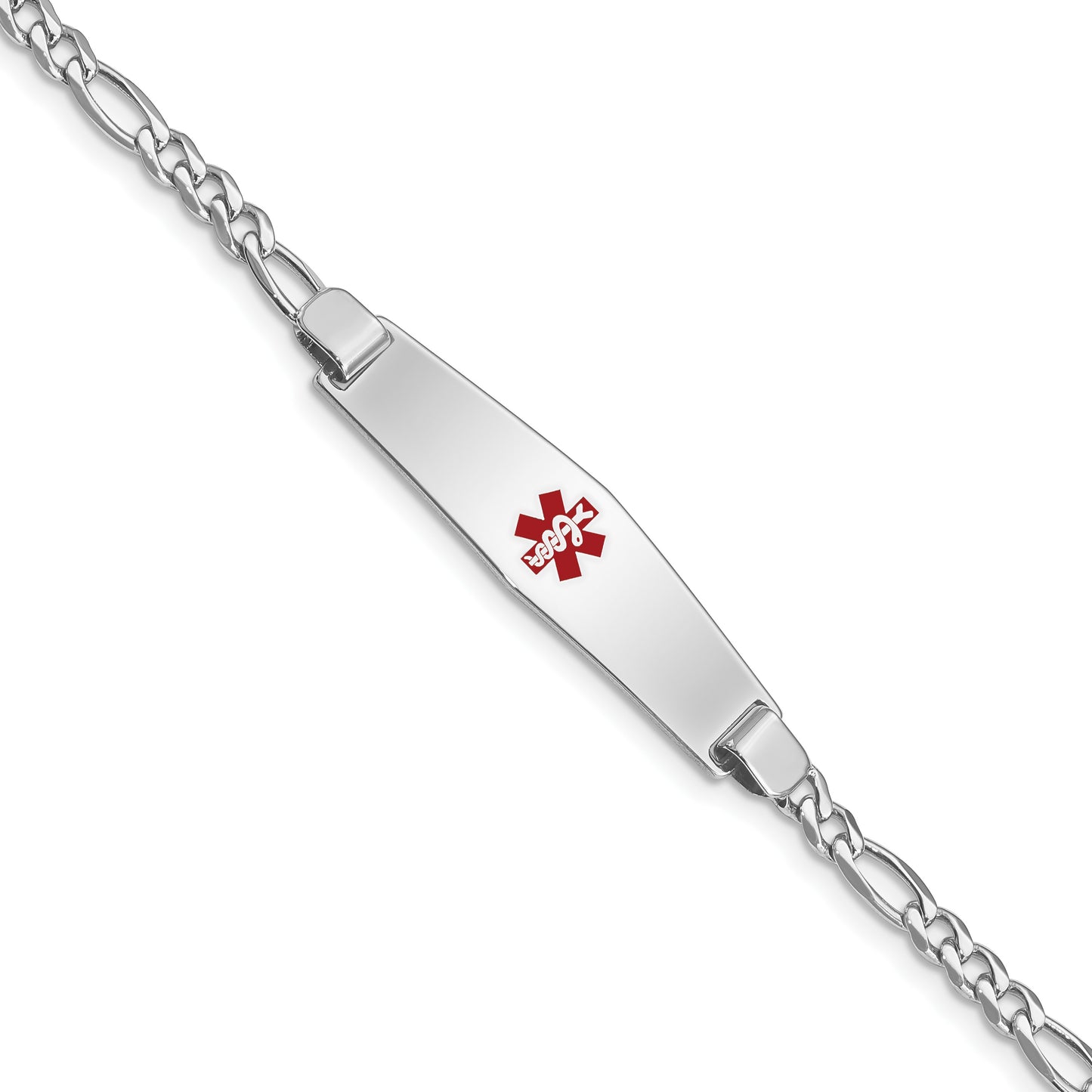 Sterling Silver Rhodium-plated Medical ID Figaro Link Bracelet