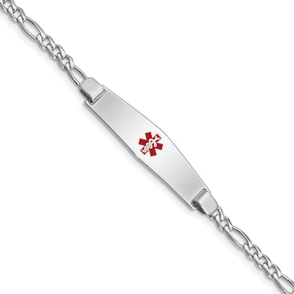 Sterling Silver Rhodium-plated Medical ID Figaro Link Bracelet