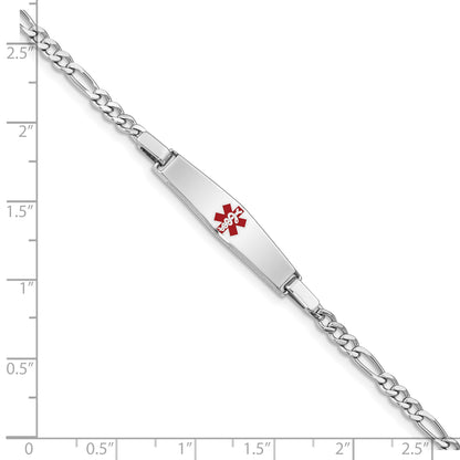 Sterling Silver Rhod-plated Children's Medical ID Bracelet w/Figaro