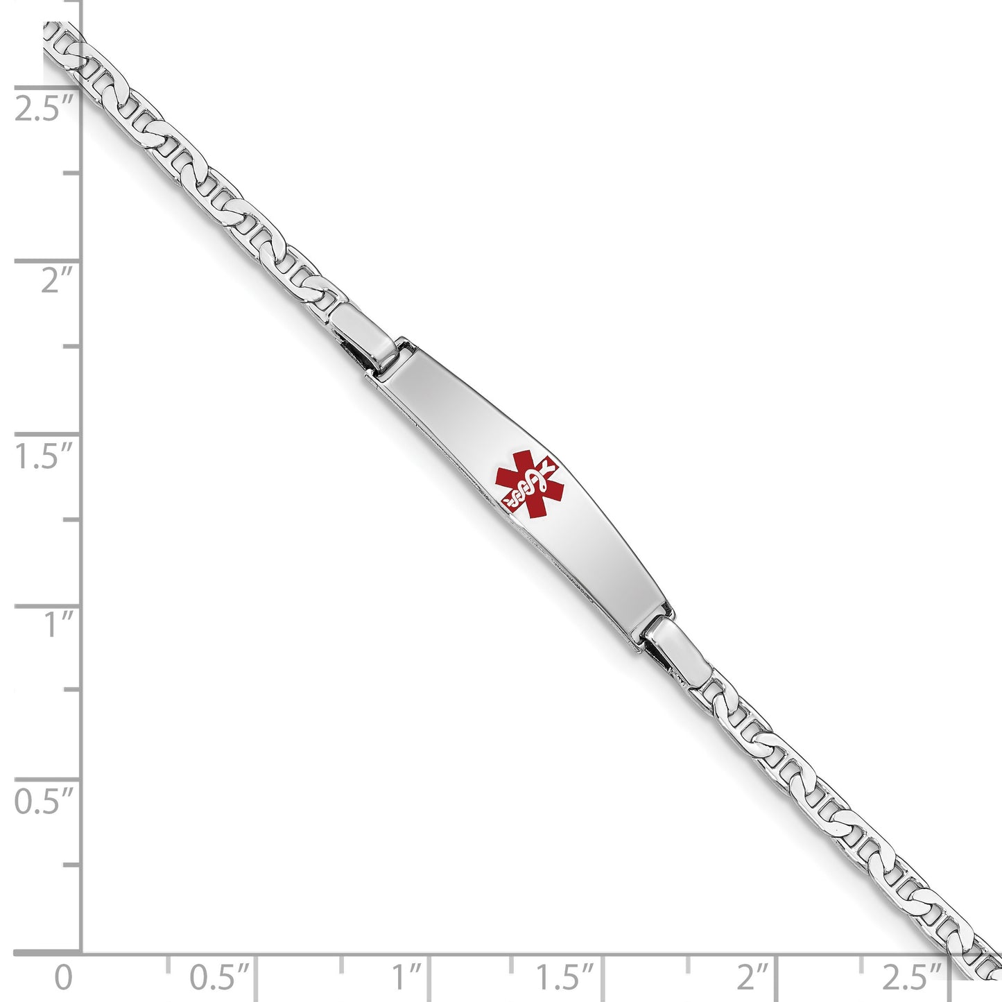 Sterling Silver Rhod-plated Children's Medical ID Anchor Link Bracelet