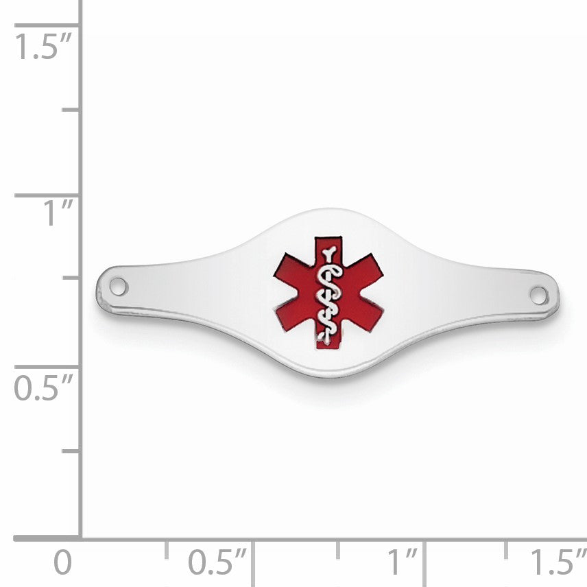 Sterling Silver Rhodium-plated Medical ID Plate