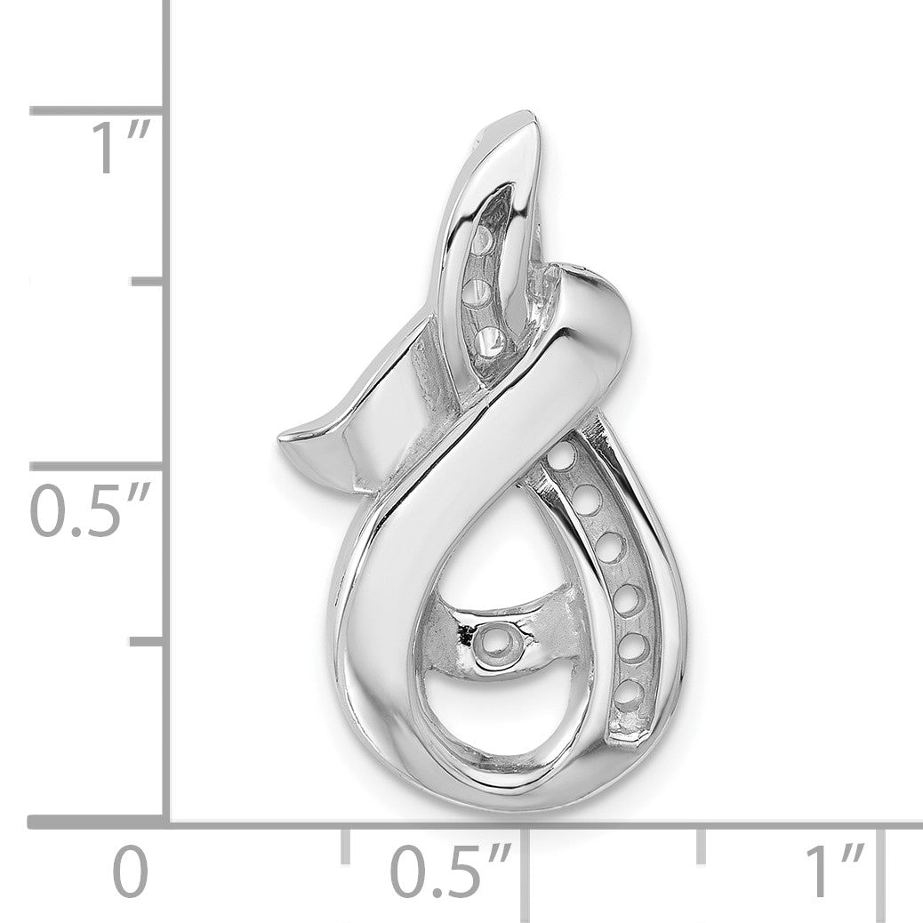 14k White Gold Peg-Set and Channel Diamond Slide Mounting Fits up to 6mm Regular/8mm Fancy or Reversible Omega