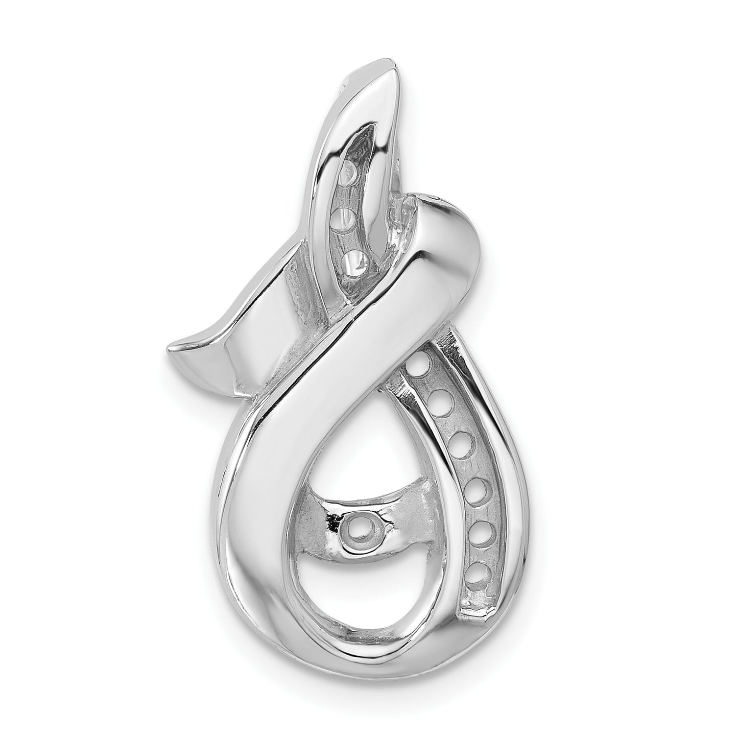 14k White Gold Peg-Set and Channel Diamond Slide Mounting Fits up to 6mm Regular/8mm Fancy or Reversible Omega