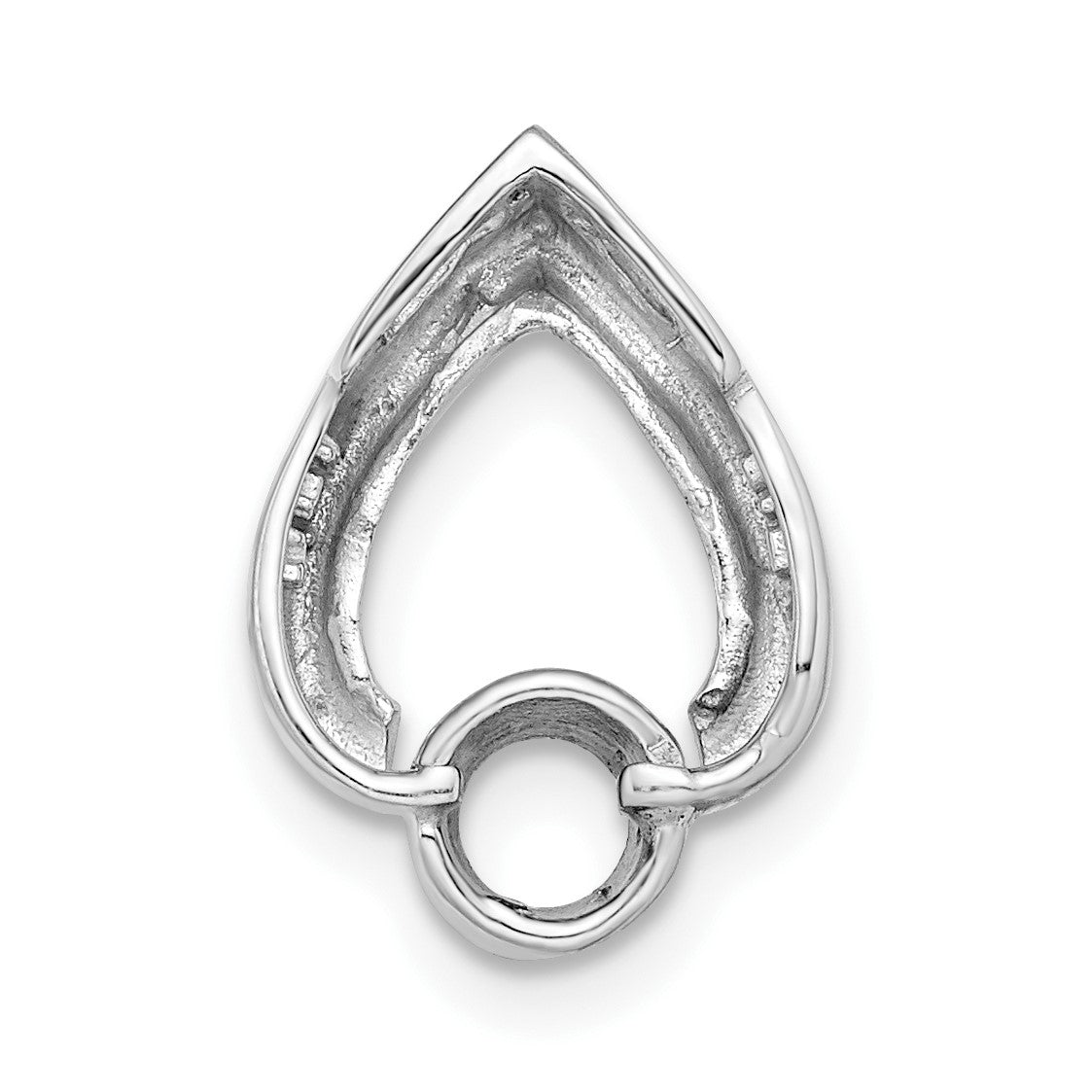 14k White Gold Holds 4mm Stone Teardrop Chain Slide Mounting