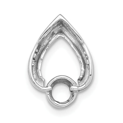 14k White Gold Holds 4mm Stone Teardrop Chain Slide Mounting