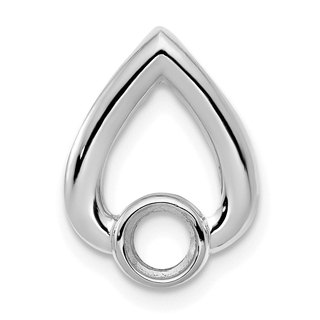 14k White Gold Holds 4mm Stone Teardrop Chain Slide Mounting