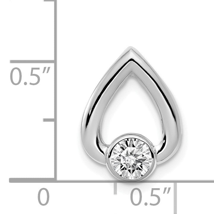 14k White Gold Holds 4mm Stone Teardrop Chain Slide Mounting