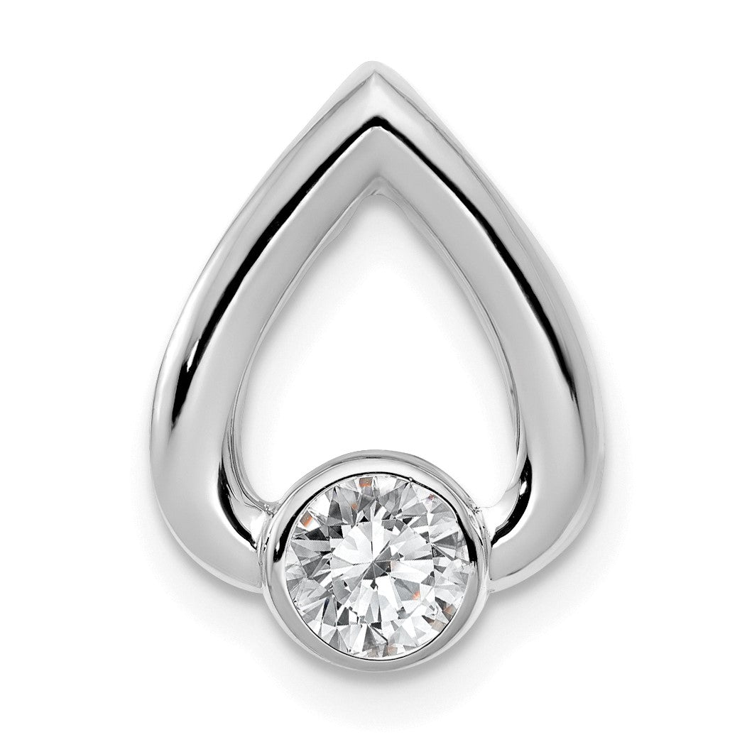 14k White Gold Holds 4mm Stone Teardrop Chain Slide Mounting
