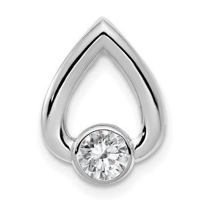 14k White Gold Holds 4mm Stone Teardrop Chain Slide Mounting